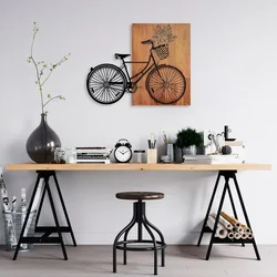 Wallity Zidna dekoracija Historical Floral Bike - L - 376, 70 x 88 cm,  Smeđa
