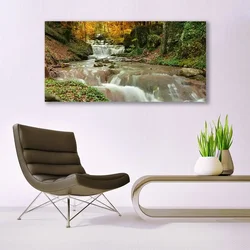 tulup.si Slika na steklu Forest slap narava 140x70 cm 2 obešalnika