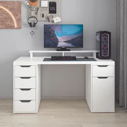 Hanah Home radni sto Alen 150cm 5 Drawer Cabinet, 150 cm, beli