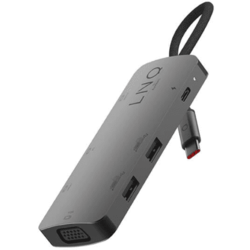 Priključna postaja LINQ 7 v 1, USB-C, MST za 3 zaslone, HDMI, DP, mDP, VGA, 2x USB-A