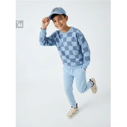 Sinsay - Karirana crewneck dukserica - svetlo plava