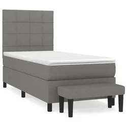 Vidaxl Box spring postelja z vzmetnico temno siva 90x190 cm blago