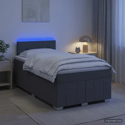 vidaXL Postelja boxspring z vzmetnico Temno siva 120 x 190 cm Blago