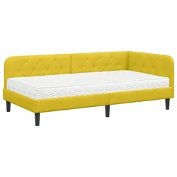 Vidaxl Kotna postelja Rumena 90 x 190 cm Žamet