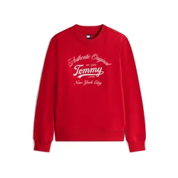 Tommy Jeans Majica ESSENTIAL rdeča/bela