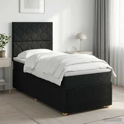 vidaXL Postelja boxspring z vzmetnico Črna 80 x 200 cm Blago
