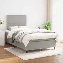 vidaXL Box spring postelja z vzmetnico svetlo siva 120x200 cm blago
