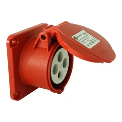 tp electric RAVNA VTIČNICA 400V 16A 4P 75x75MM RDEČA