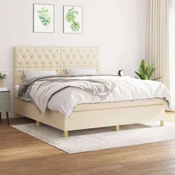 vidaXL vidaXL Box spring postelja z vzmetnico krem 160x200 cm blago, (20895904)