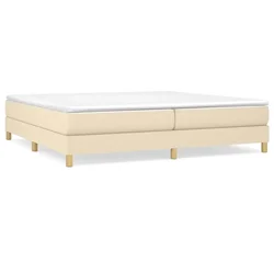 Vidaxl Box spring postelja z vzmetnico krem 200x200 cm blago