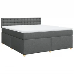 Vidaxl Box spring postelja z vzmetnico temno siva 180x200 cm blago