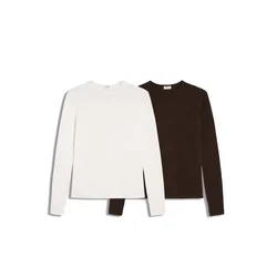 Bershka Majica čokolada/bela