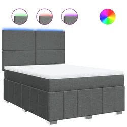 Vidaxl Box spring posteljni z vzmetnico temno siv 140x190 cm blago