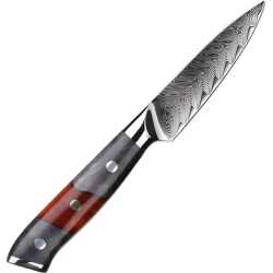 Damasku kuhinjski nož YA-37550 - Paring / Crvena / Siva KP37550