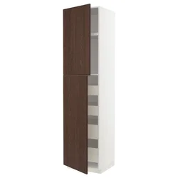 METOD / MAXIMERA Vis.el. s 2 vrata/4 fioke, bela/Sinarp smeđa, 60x60x240 cm