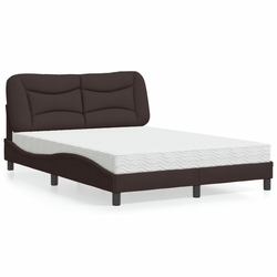 vidaXL Postelja z vzmetnico temno rjava 140x200 cm blago