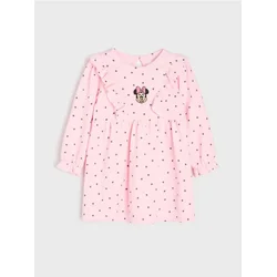 Sinsay - Rebrasta haljina sa pamukom i vezom Minnie Mouse - pastelno roze