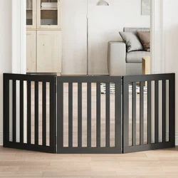Vrata za pse s 3 panela sklopiva crna 150 cm od drva topole