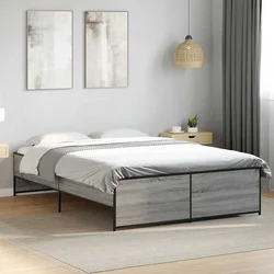 Okvir za krevet boja hrasta 140x190cm konstruirano drvo i metal