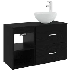 Set namještaja za kupaonicu 2 pcs Crni hrast Konstruirano drvo