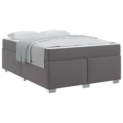 Vidaxl Konstrukcija postelje z vzmetnico Siva 140 x 200 cm blago