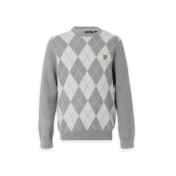 Lyle & Scott Pulover Argyle svetlo siva/bela