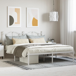 Vidaxl Kovinski posteljni okvir z vzglavjem bel 180x200 cm