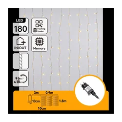 Aigostar - LED spoljašnja božićna girlanda 180xLED/8 funkcija 3,9x1,8m IP44 topla bela