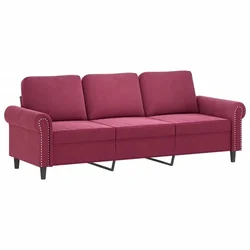 Vidaxl Kavč trosed vinsko rdeč 180 cm žamet