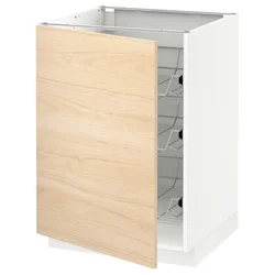 METOD Podni element sa žičanim korpama, bela/Askersund im. svetlog jasena, 60x60 cm