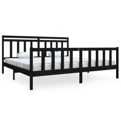 Okvir za krevet od masivnog drva crni 200 x 200 cm