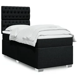 vidaXL Box spring postelja z vzmetnico črna 80x200 cm blago
