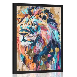 Plakat lev v imitaciji umetniške slike - 60x90 white
