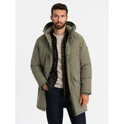 Ombre Classic mens long parka jacket - olive