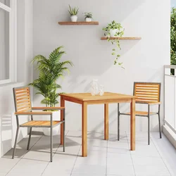 Vrtni set za objed 3 pcs Siva Čvrsto drvo akacije