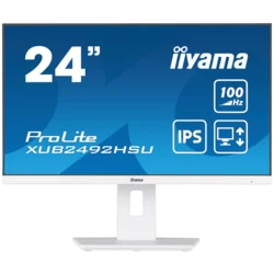 IIYAMA Monitor LED XUB2492HSU-W6 WHITE 23.8 IPS 1920 x 1080 @100Hz 16:9 250 cd/m2 1300:1 0.4ms HDMI DP USB 4 x 3.2 Full Ergonomic