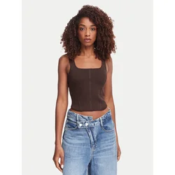 Guess Top W6YZ08 Z0979 Temno rjava Slim Fit