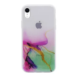 Maska Water Spark za iPhone XR transparent, Roze-zelena