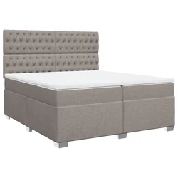Vidaxl Box spring postelja z vzmetnico taupe 200x200 cm blago