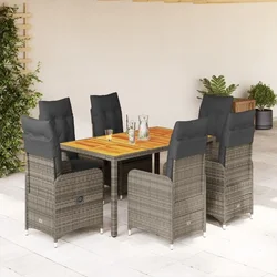 7-dijelni vrtni bistro set od poliratana s jastucima sivi