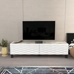 Hanah Home TV komoda Lerze, 149.2x35x38 cm, Belo-krem