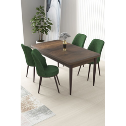 Hanah Home Set Trpezarijski sto i 4 stolice Nil, Zeleno-braon
