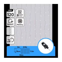 Aigostar-LED Spoljni božićni niz lampica 120xLED/8 funkcija 3,9x1,2m IP44 hladno bela