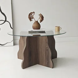 HANAH HOME Sto za dnevnu sobu Butterfly Walnut Transparent