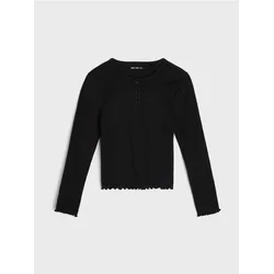 Sinsay - Rebrasta bluza sa dugmadima - crno