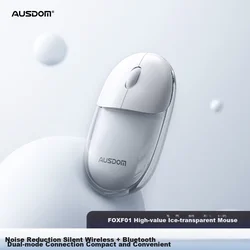 AUSDOM Bežični miš, 2.4GHz, Bluetooth, Beli