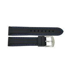 Silikonski kaiš 18mm Crna plavi štep SK18.14