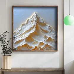 WallXpert uramljena MDF slika DOS056-50, snežni planinski vrh u reljefnom stilu, 50 x 50 cm