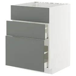 METOD / MAXIMERA Pod.element sudop. i 3front/2fioke, bela/Nickebo mat sivozelena, 60x60 cm