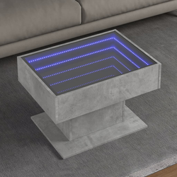 Stolić za kavu LED siva boja betona 70x50x45 cm drveni